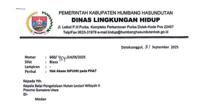 Surat resmi DLH Humbahas ke BPHL II Medan untuk akses SIPUHH PHAT